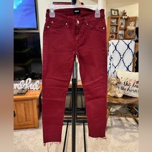 Hudson Raw Hem Burgandy jeans size 27